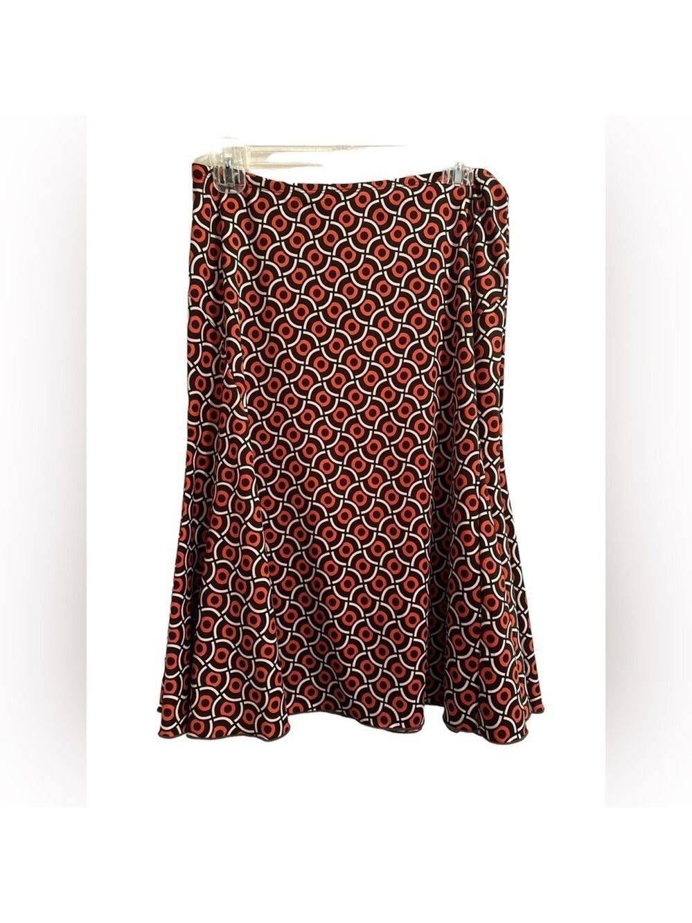 Vintage Y2K KC Stevens RETRO A-line Eye-Popping Orange Fall Midi Skirt Womens L